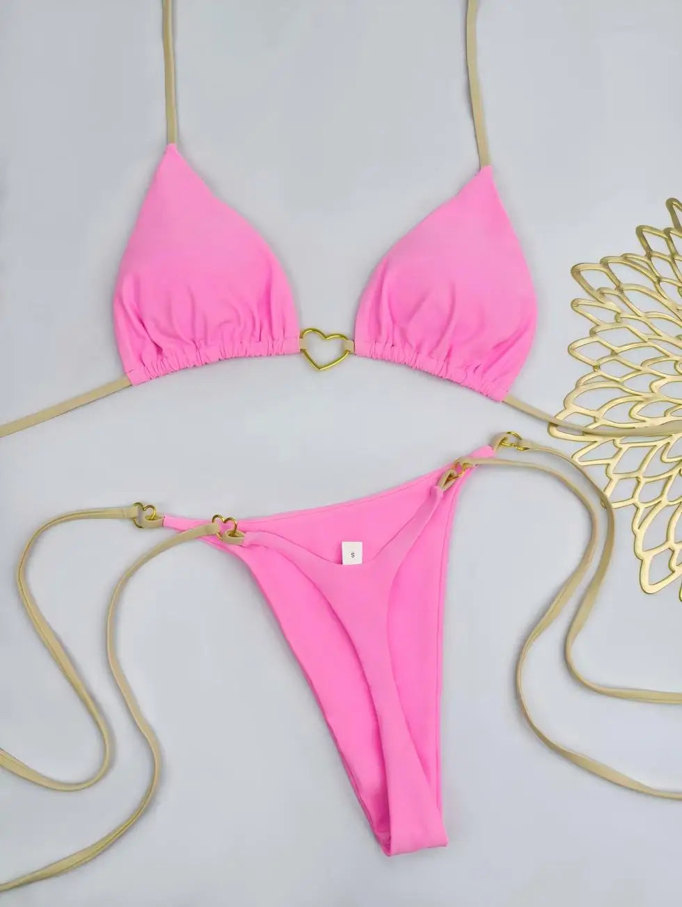 Fashionable Women’s White Bikini – Low-Rise Lace-Up Two-Piece Swimwear