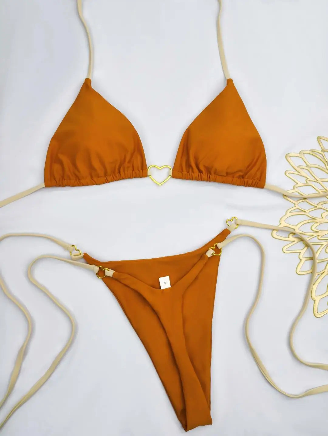 Fashionable Women’s White Bikini – Low-Rise Lace-Up Two-Piece Swimwear