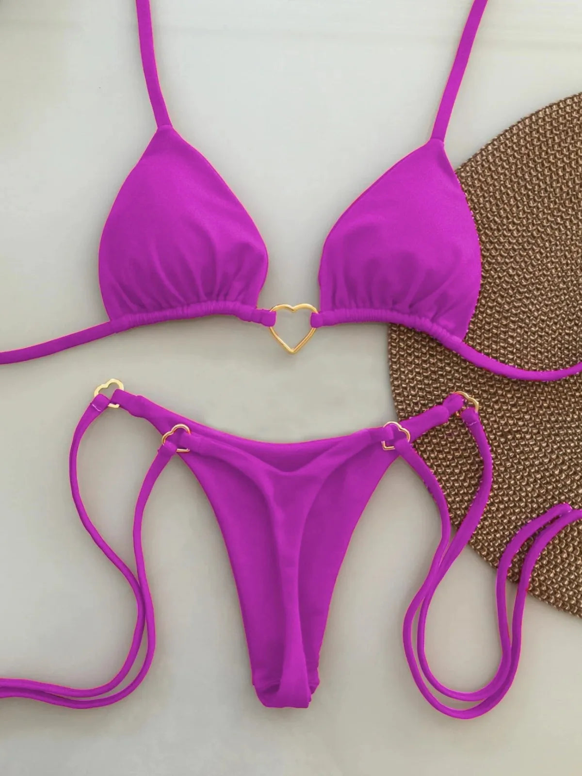 Fashionable Women’s White Bikini – Low-Rise Lace-Up Two-Piece Swimwear