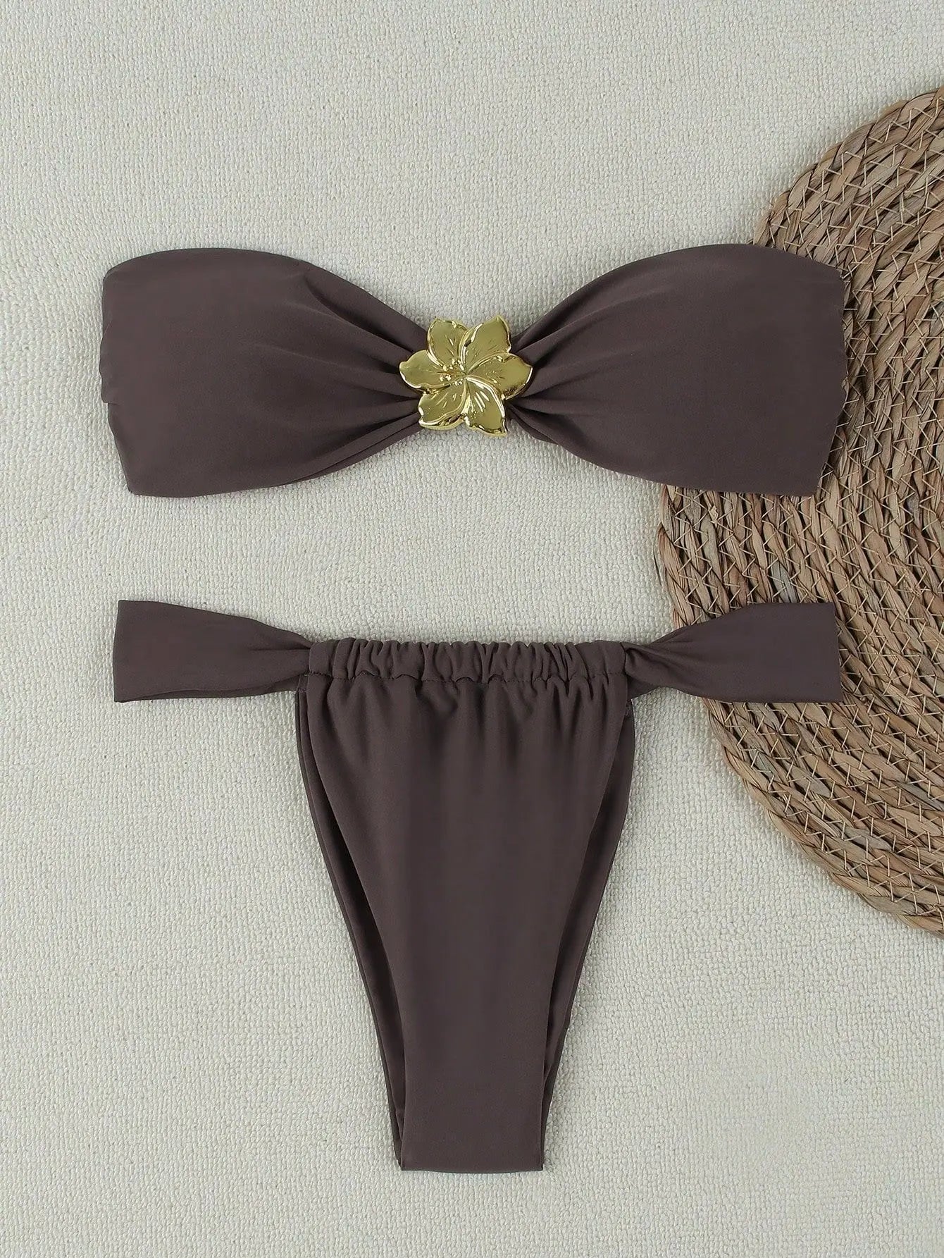 2025 Bold Bandeau Bikini Set – Push-Up Support with Brazilian Thong Bottom