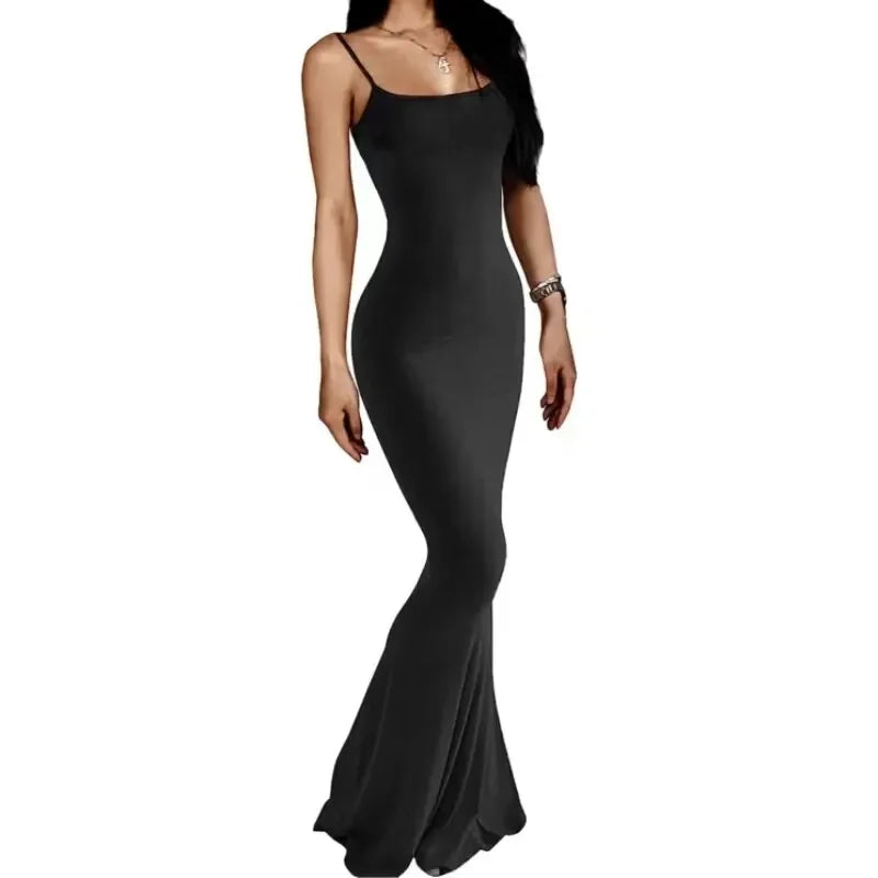 Sexy Summer Fishtail Bodycon Dress – Sleeveless Suspender Style with High Stretch and Flattering Curve-Lift Design