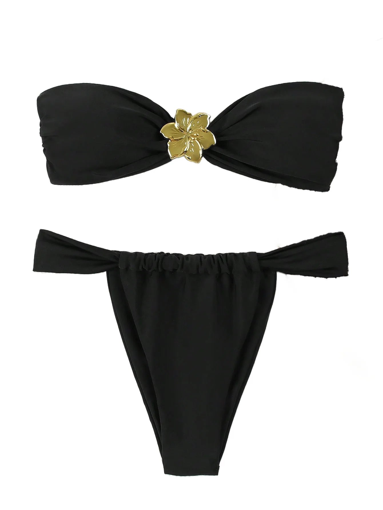 2025 Bold Bandeau Bikini Set – Push-Up Support with Brazilian Thong Bottom