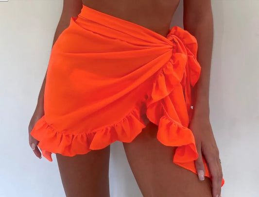 Bestwayclox 2025 Summer Ruffle Bikini Cover‑Up – Short Ruffle Sarong Skirt for Women