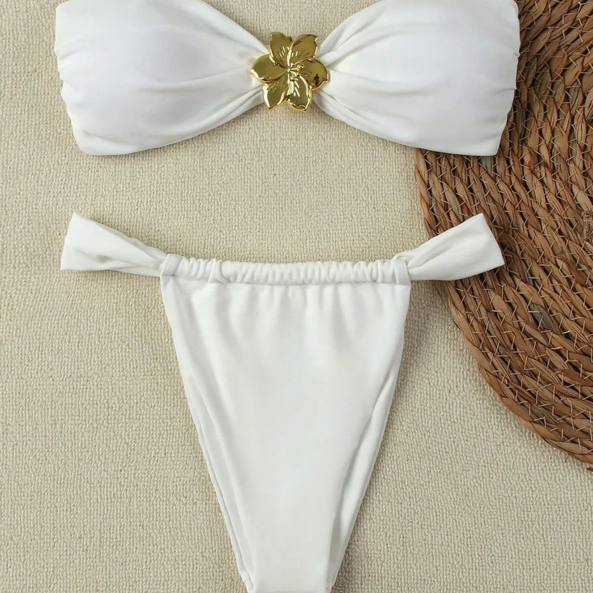 2025 Bold Bandeau Bikini Set – Push-Up Support with Brazilian Thong Bottom