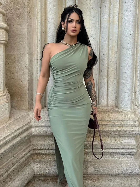 Women's Summer Black Sleeveless Maxi Dress – Sexy Split Backless Slim Fit Party Dress for Casual, Club, or Elegant Occasions